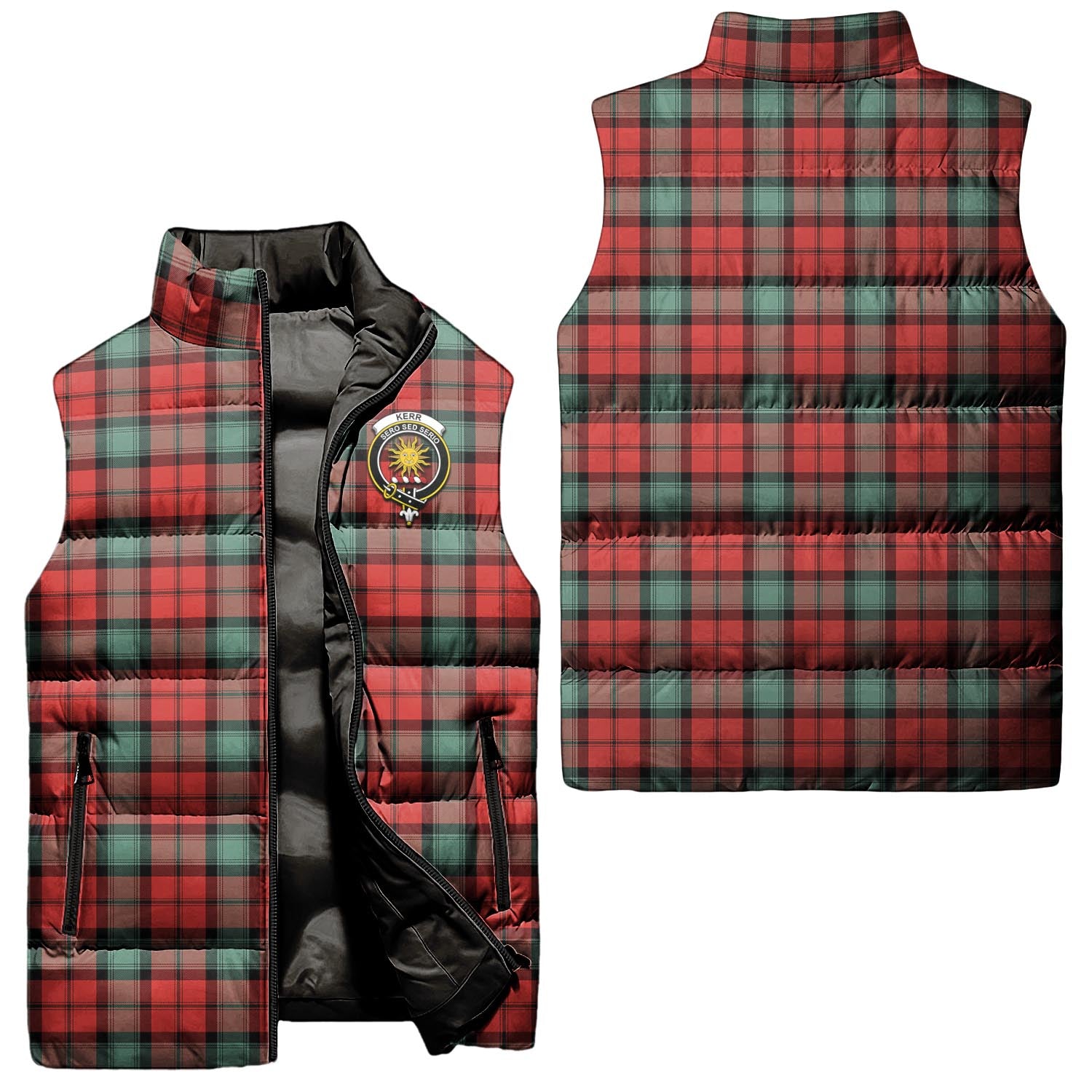 kerr-ancient-clan-puffer-vest-family-crest-plaid-sleeveless-down-jacket