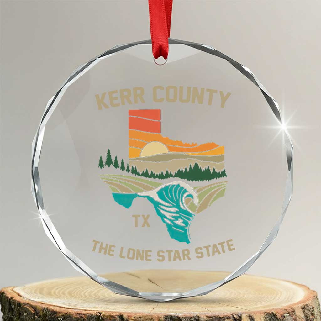 Kerr County Texas Crystal Glass Ornament Retro Hill Country Nature Scene Outdoors - Wonder Print Shop