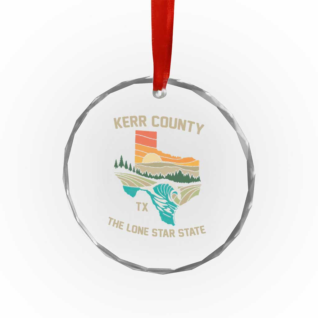Kerr County Texas Crystal Glass Ornament Retro Hill Country Nature Scene Outdoors TS02
