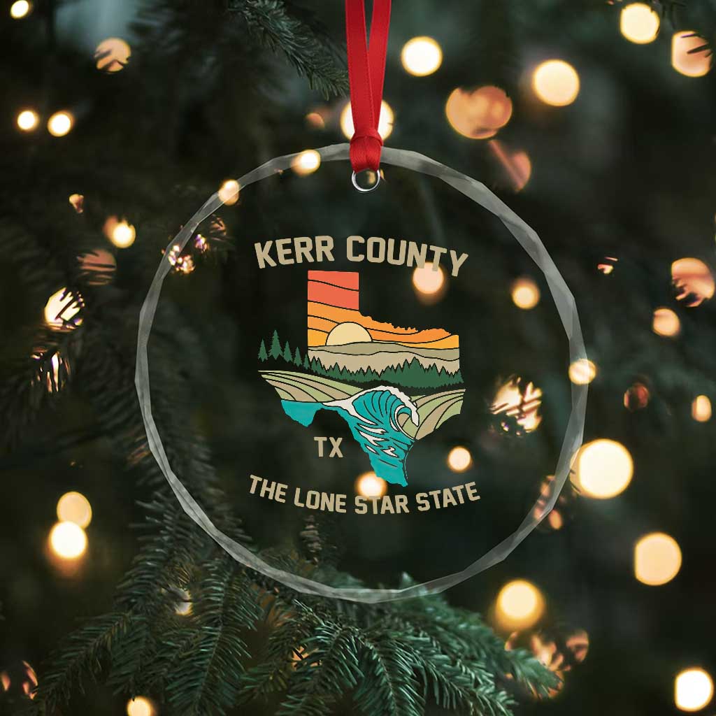 Kerr County Texas Crystal Glass Ornament Retro Hill Country Nature Scene Outdoors TS02