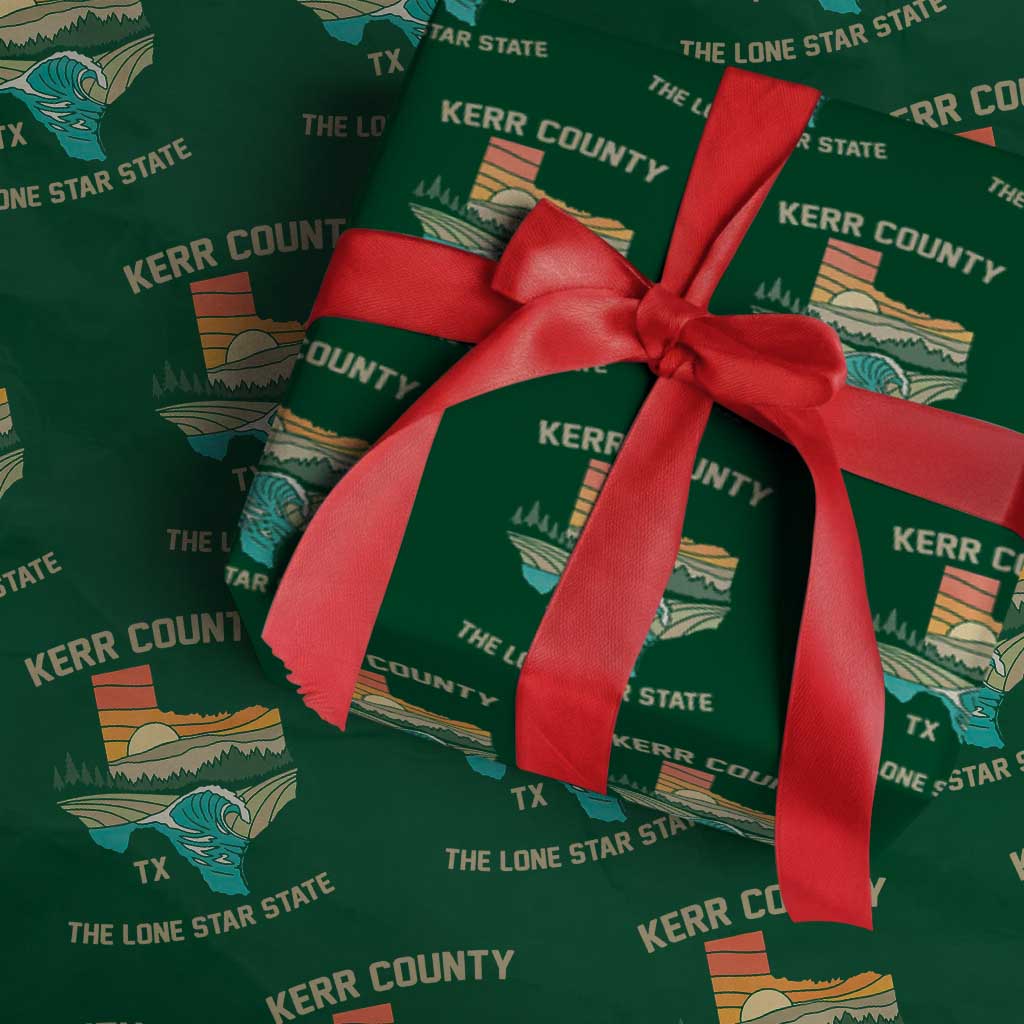 Kerr County Texas Wrapping Paper Roll Retro Hill Country Nature Scene Outdoors - Wonder Print Shop