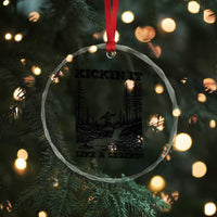 Kickin It Like A Legend Crystal Glass Ornament Funny Bigfoot Soccer Player