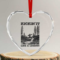 Kickin It Like A Legend Heart Crystal Glass Ornament Funny Bigfoot Soccer Player