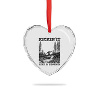 Kickin It Like A Legend Heart Crystal Glass Ornament Funny Bigfoot Soccer Player