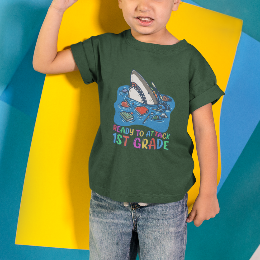 1st Grade T Shirt For Kid Ready To Attack 1st Grade Shark First Day of First Grade Kid T-Shirt, Shark Lover Shirt, Back To School Shirt, 1st Grade Boys - Wonder Print Shop