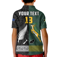 Custom Text and Number South Africa Protea and New Zealand Fern Polo Shirt Rugby Go Springboks vs All Black LT13