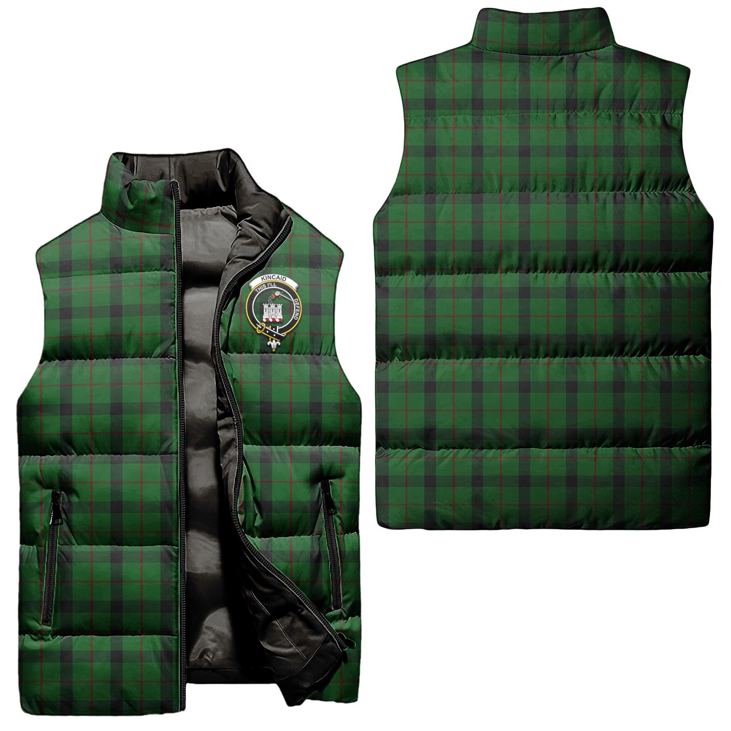 kincaid-clan-puffer-vest-family-crest-plaid-sleeveless-down-jacket