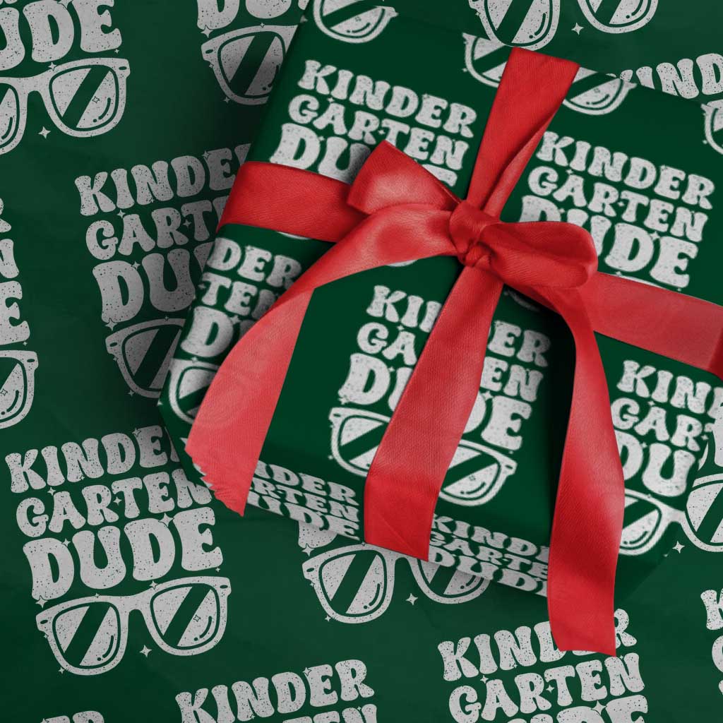 Kindergarten Dude Wrapping Paper Roll Funny Back to School First Day Of Kinder Graduation - Wonder Print Shop