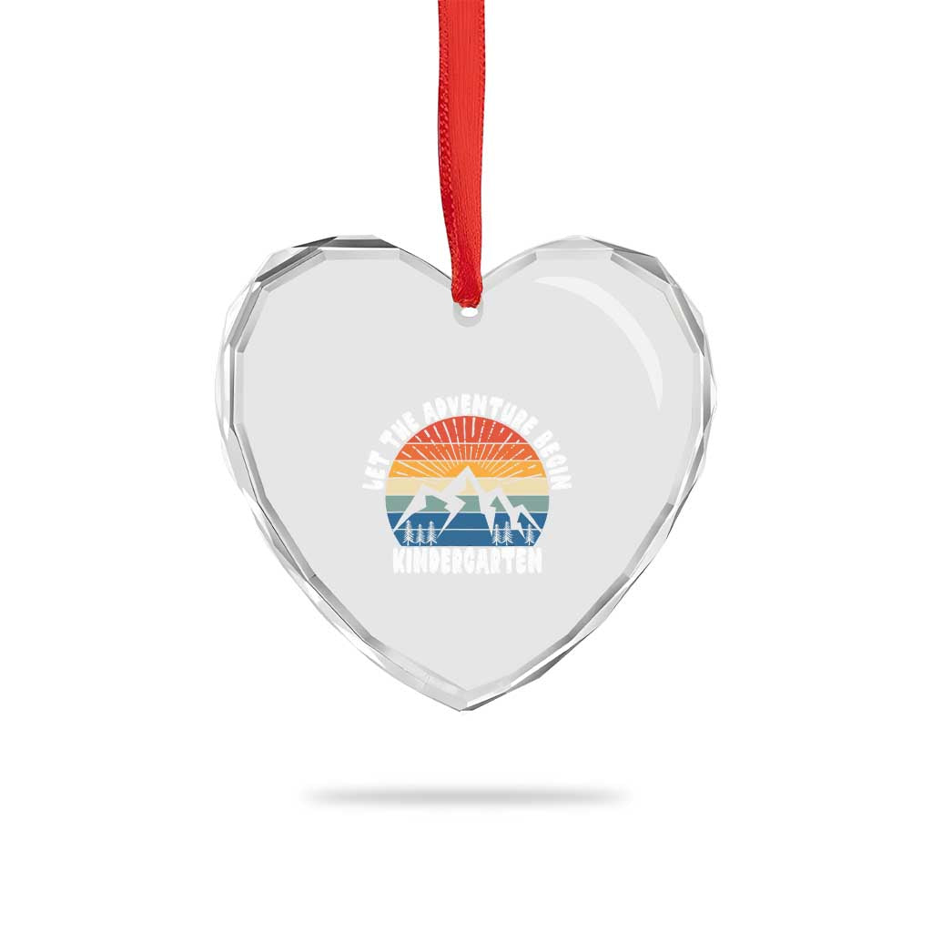Kindergarten First Day of School Heart Crystal Glass Ornament Let the Adventure Begin Cute Back to School Gift