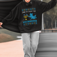 Hanukkah Cat Sweatshirt Light The Meownorah Jewish Hanukkah Cat Menorah Chanukah - Wonder Print Shop