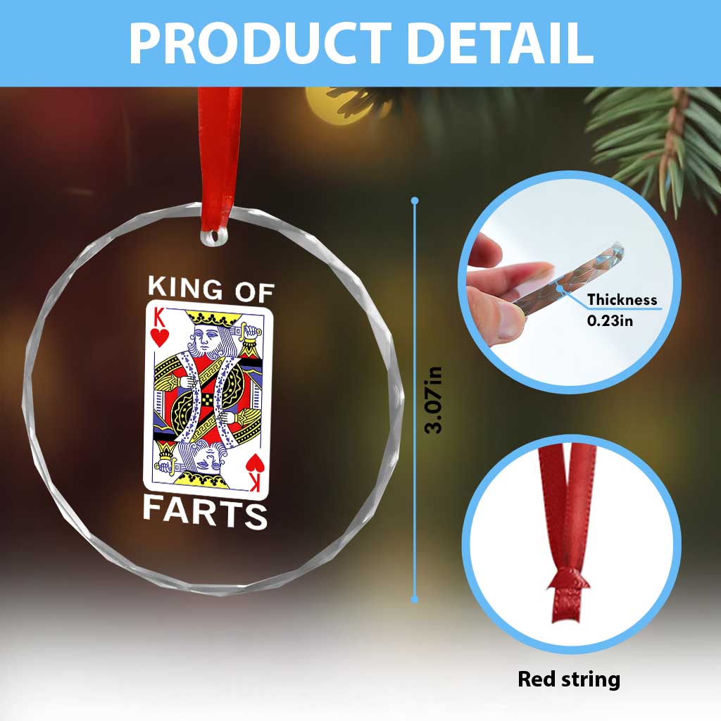 King of Farts Crystal Glass Ornament Funny Joke Inappropriate Fart Prank Gift - Wonder Print Shop