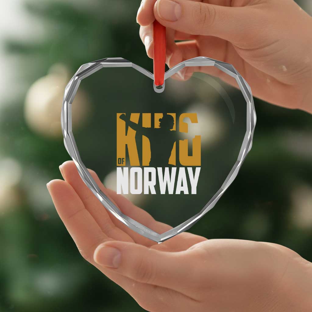 King Of Norway Football Heart Crystal Glass Ornament Proud Norwegian Supporter Fan
