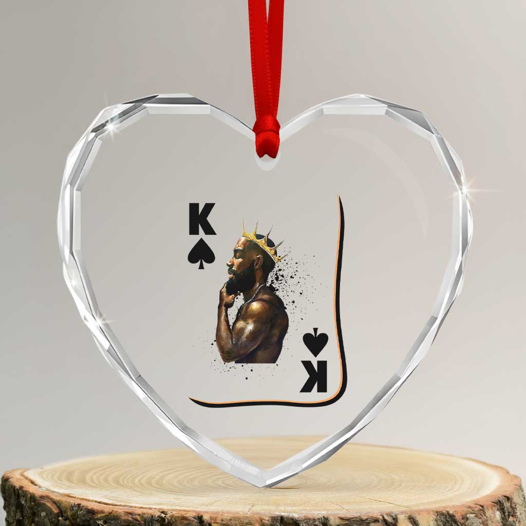 King Of Spades Black Man Heart Crystal Glass Ornament African American Men Pride - Wonder Print Shop