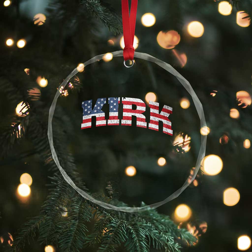 Kirk Crystal Glass Ornament American Flag Charlie Kirk Last Name Surname Team TS10