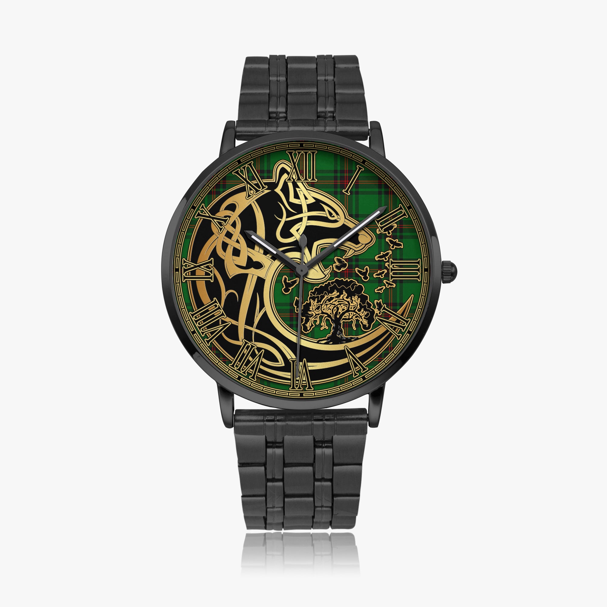 kirkaldy-tartan-watch-with-stainless-steel-trap-tartan-instafamous-quartz-stainless-steel-watch-golden-celtic-wolf-style