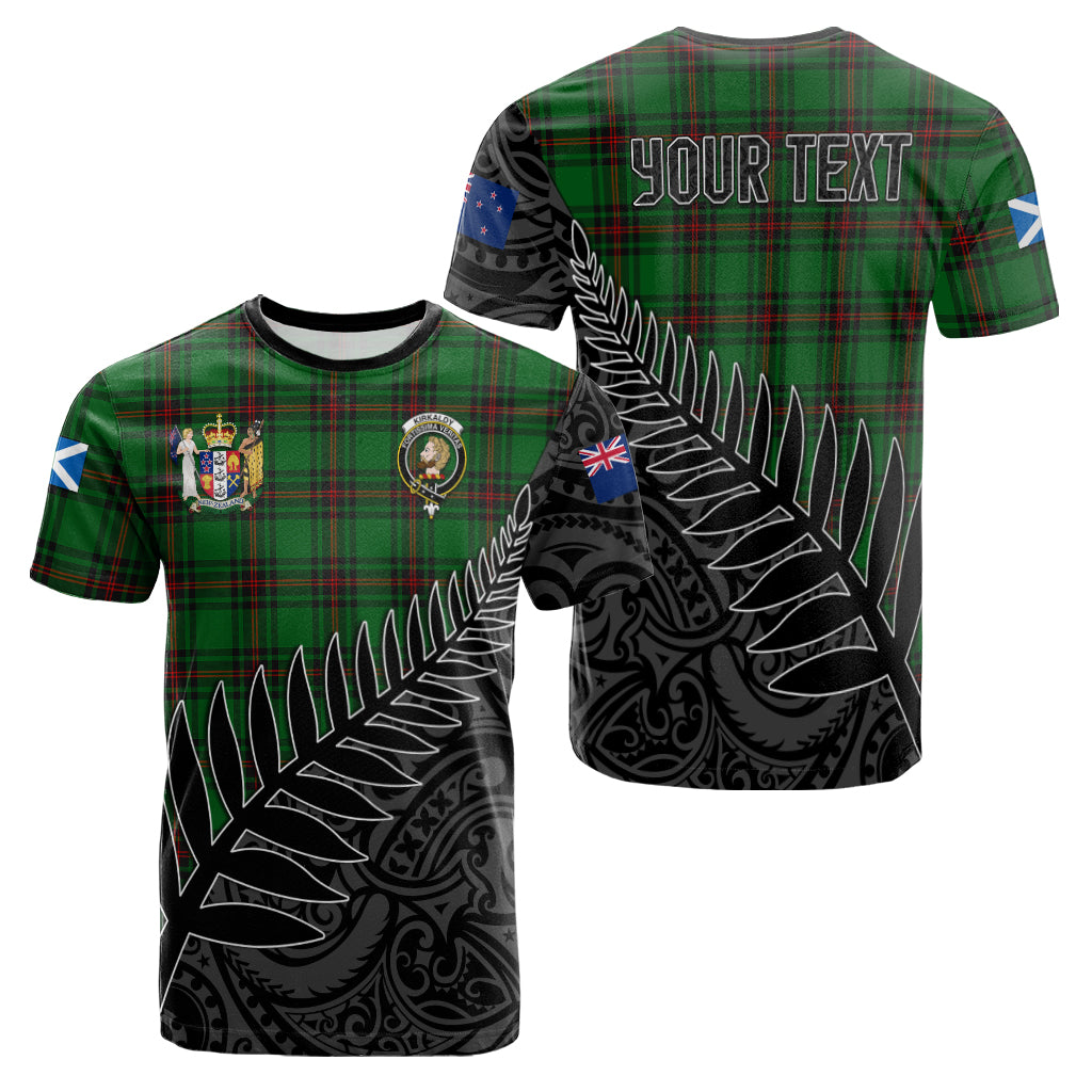 kirkaldy-tartan-family-crest-t-shirt-with-fern-leaves-and-coat-of-arm-of-nea-zealand