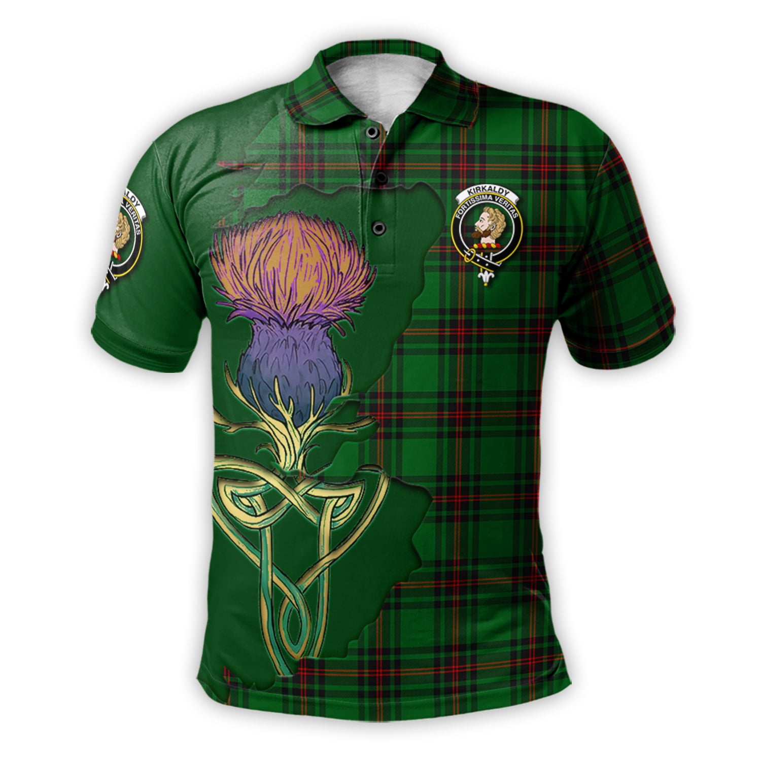 kirkaldy-tartan-family-crest-polo-shirt-tartan-plaid-with-thistle-and-scotland-map-polo-shirt