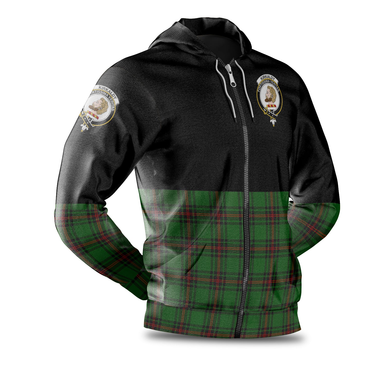 scottish-kirkcaldy-clan-crest-half-of-tartan-hoodie
