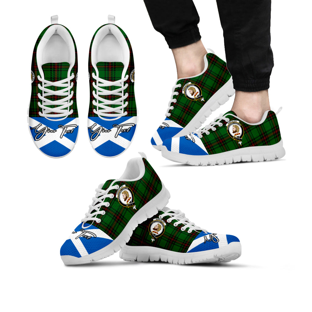 kirkcaldy-family-crest-tartan-sneaker-tartan-plaid-with-scotland-flag-shoes-personalized-your-signature