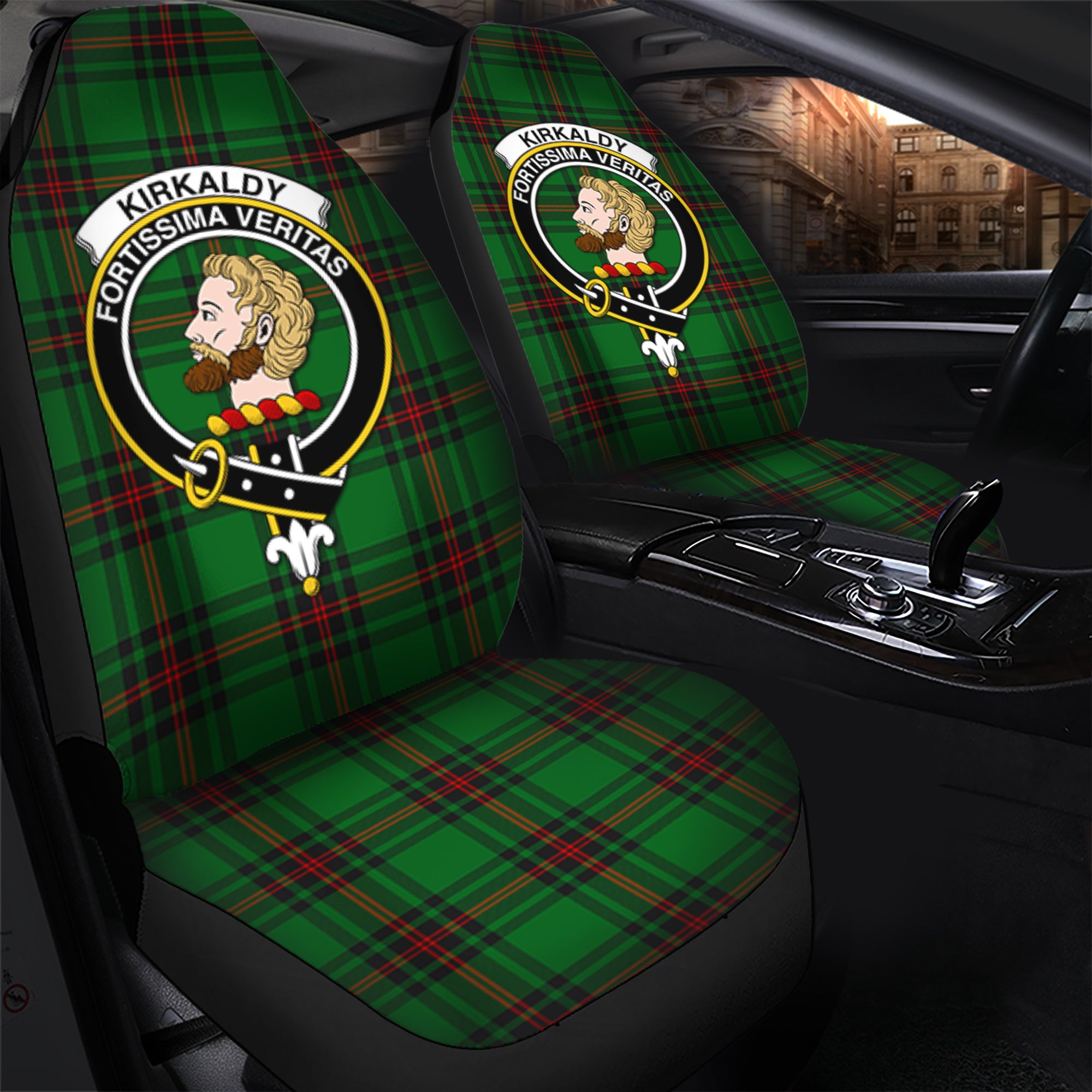 Kirkaldy Clan Tartan Car Seat Cover, Family Crest Tartan Seat Cover TS23