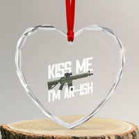 Kiss Me Im ARish Funny St Patricks Day Heart Crystal Glass Ornament Tactical Irish Humor for Gun Enthusiasts