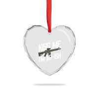 Kiss Me Im ARish Funny St Patricks Day Heart Crystal Glass Ornament Tactical Irish Humor for Gun Enthusiasts