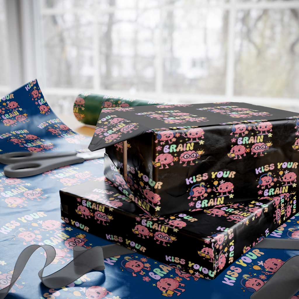 Kiss Your Brain Wrapping Paper Roll Funny Teacher - undefined