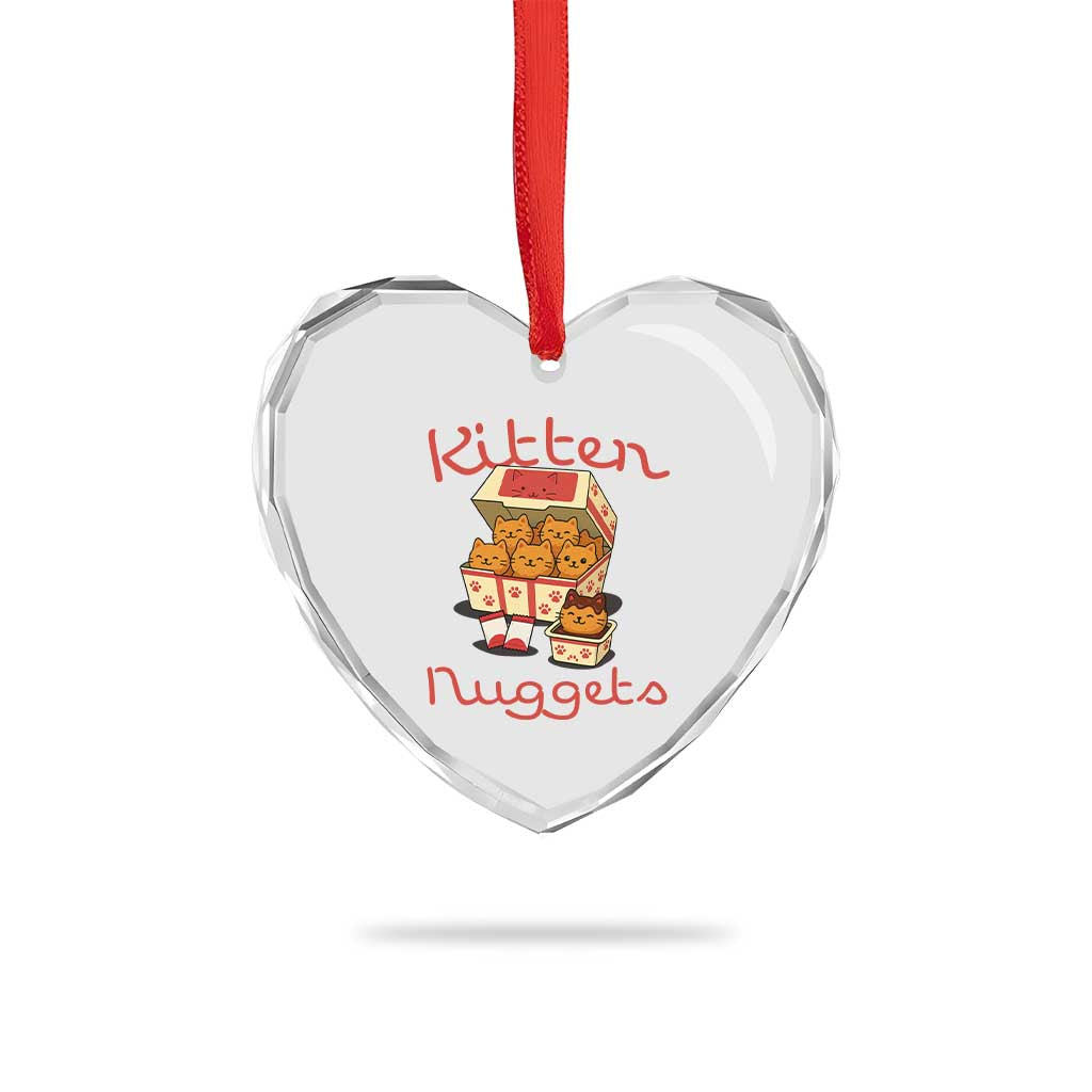 Kitten Nuggets Heart Crystal Glass Ornament Funny Cat Lover Gift - Wonder Print Shop