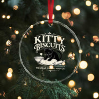 Kitty Biscuits We Knead Em You Need Em Crystal Glass Ornament Funny Black Cat Making Biscuits Baking