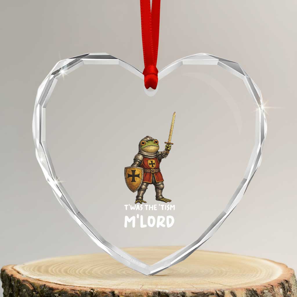 Knight Frog Heart Crystal Glass Ornament Funny T'was The Tism M'Lord Vintage Autism Medieval