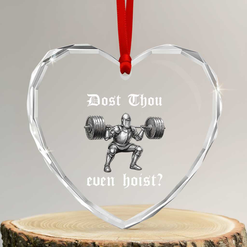 Knight Lifting Meme Heart Crystal Glass Ornament Funny Medieval Gym Dost Thou Even Hoist - Wonder Print Shop