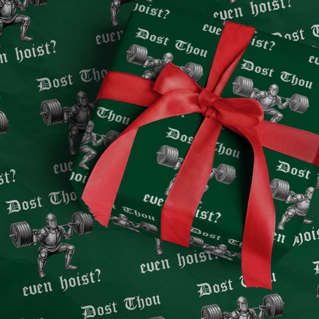 Knight Lifting Meme Wrapping Paper Roll Funny Medieval Gym Dost Thou Even Hoist - Wonder Print Shop