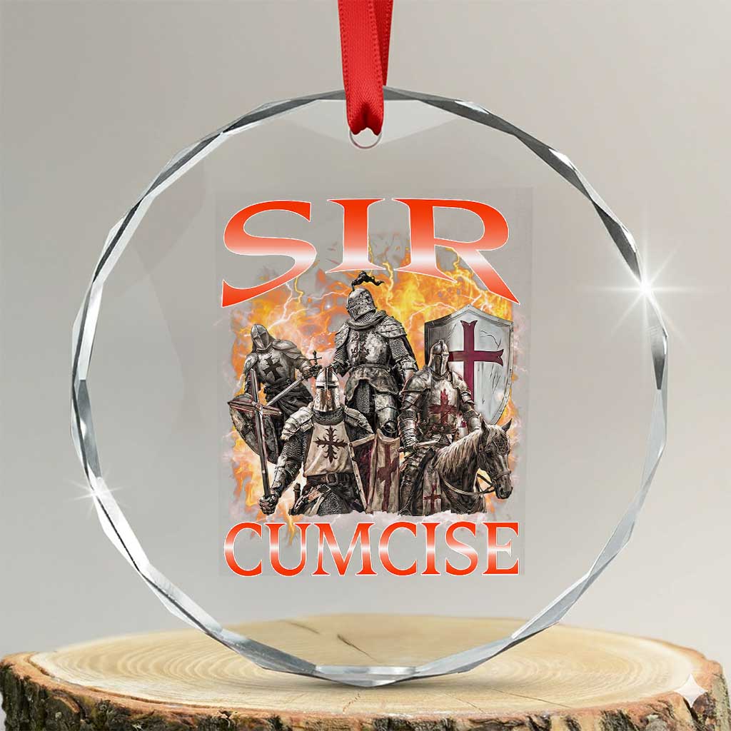 Knight Meme Crystal Glass Ornament Sir Cumcise Funny Bootleg Graphic - Wonder Print Shop