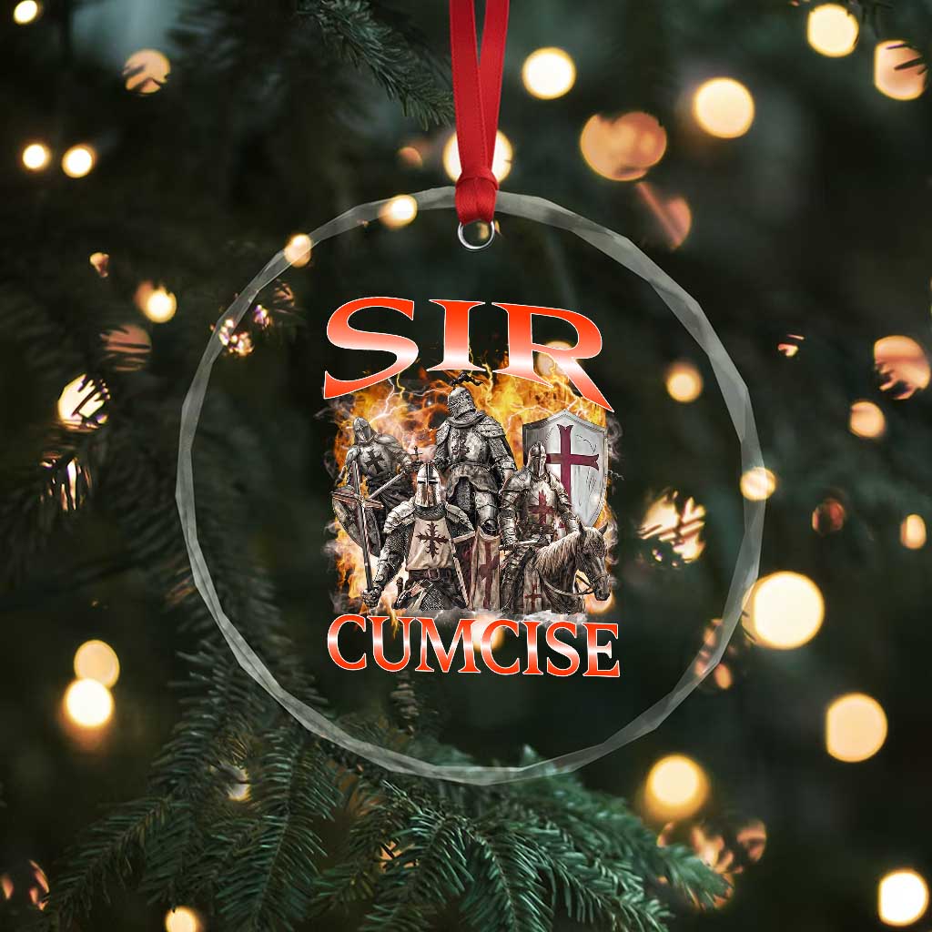 Knight Meme Crystal Glass Ornament Sir Cumcise Funny Bootleg Graphic - Wonder Print Shop