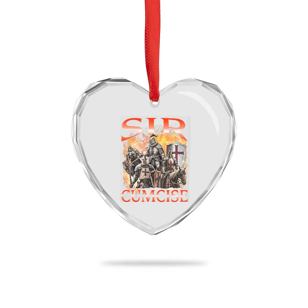 Knight Meme Heart Crystal Glass Ornament Sir Cumcise Funny Bootleg Graphic - Wonder Print Shop