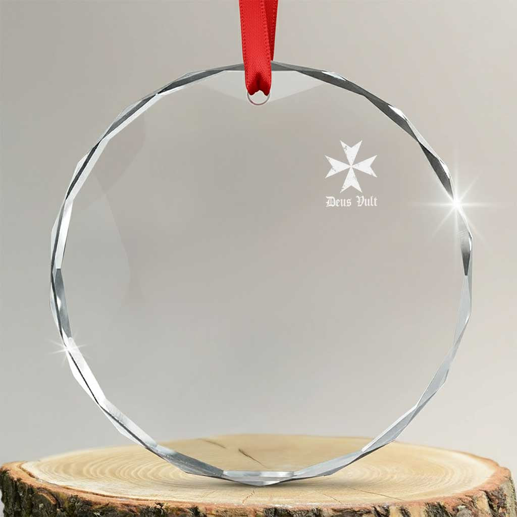 Knights Hospitaller Maltese Cross Catholic Christian Deus Vult Crystal Glass Ornament