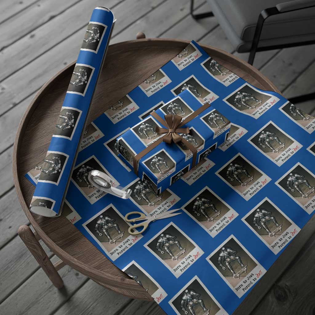 Knights Meme Wrapping Paper Roll Born to Jest Forced to Joust - Wonder Print Shop