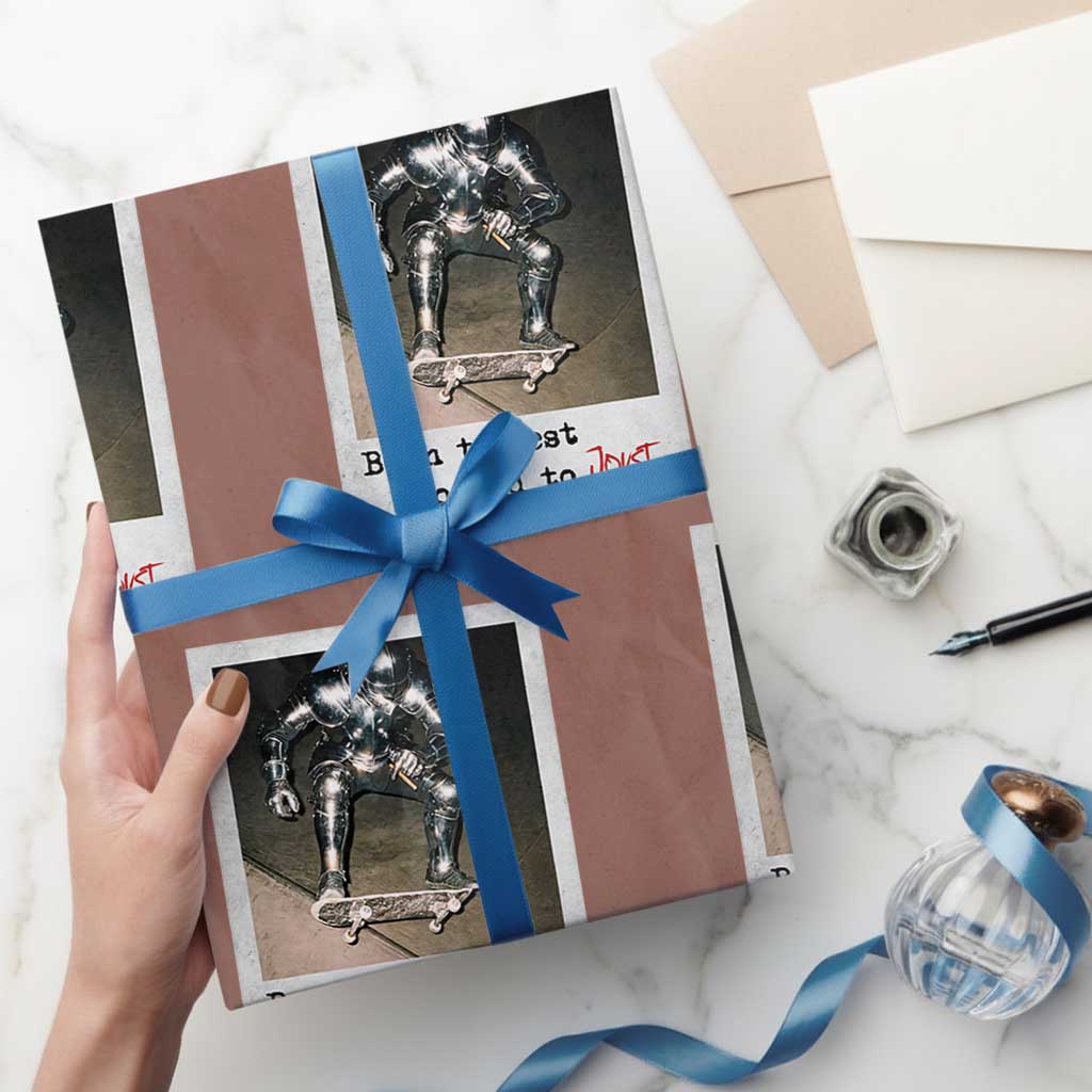 Knights Meme Wrapping Paper Roll Born to Jest Forced to Joust - Wonder Print Shop