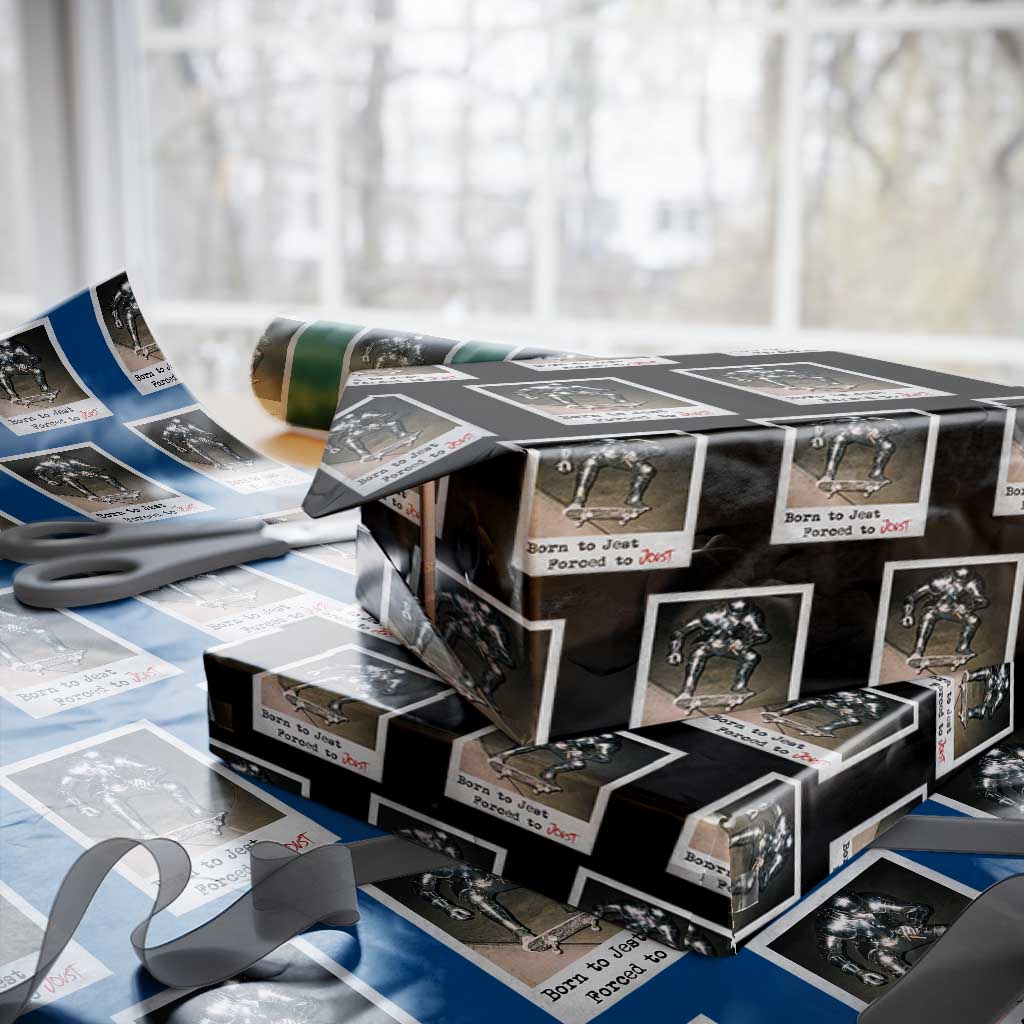 Knights Meme Wrapping Paper Roll Born to Jest Forced to Joust - Wonder Print Shop