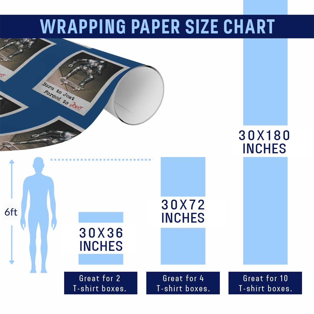 Knights Meme Wrapping Paper Roll Born to Jest Forced to Joust - Wonder Print Shop