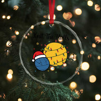 Knit The Halls Crystal Glass Ornament Funny Knitters Christmas Gift - Wonder Print Shop