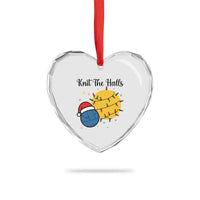 Knit The Halls Heart Crystal Glass Ornament Funny Knitters Christmas Gift - Wonder Print Shop