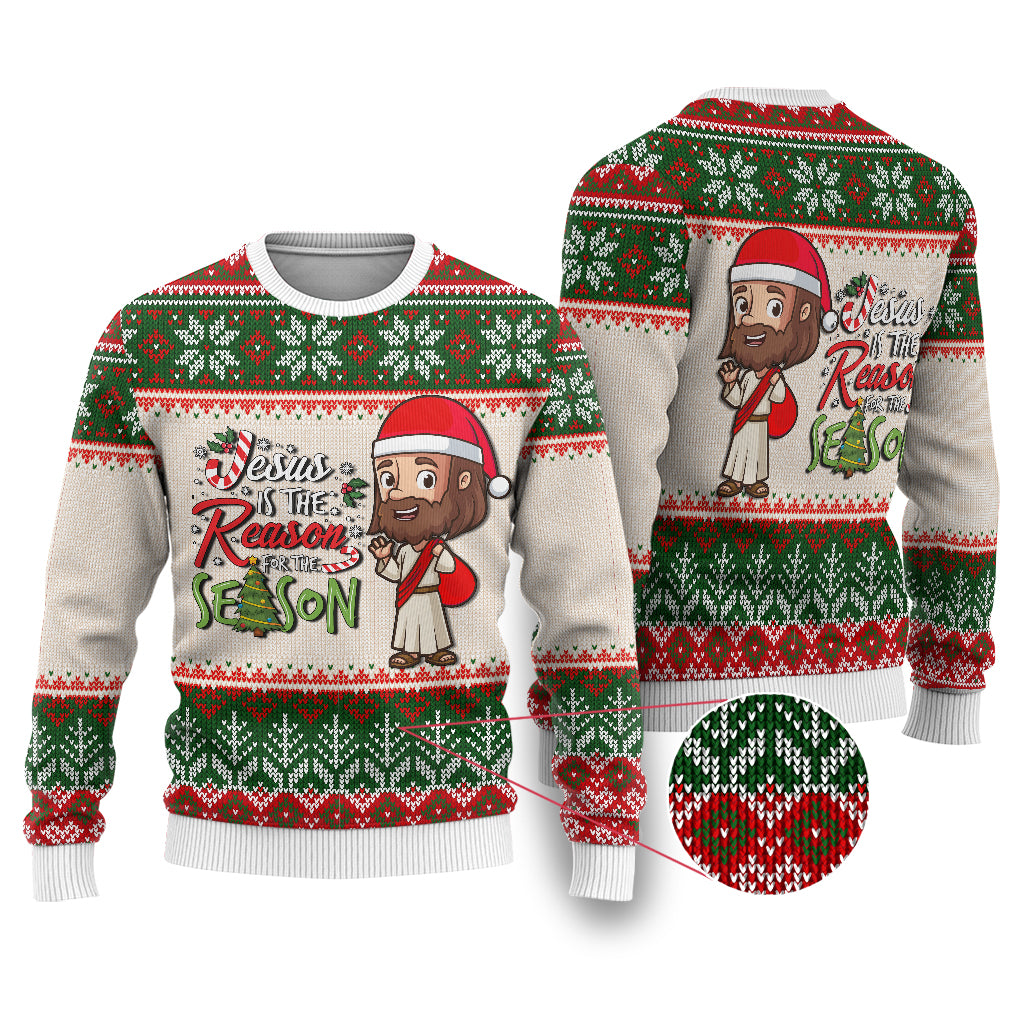 Christmas Jesus Is The Reason For The Season Ugly Pattern Sweatshirt - LT12 - Wonder Print Shop