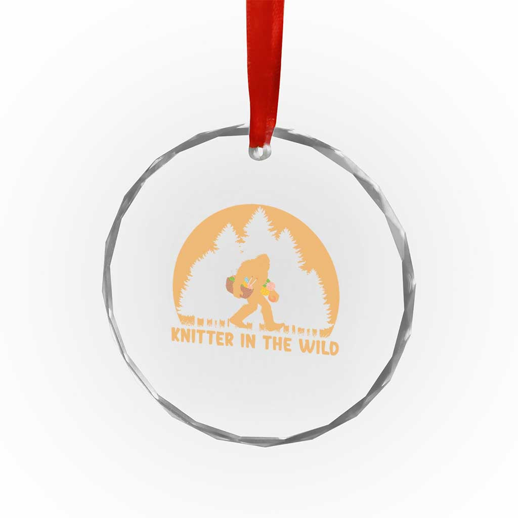 Knitting Bigfoot In The Wild Funny Gift Crystal Glass Ornament TS12