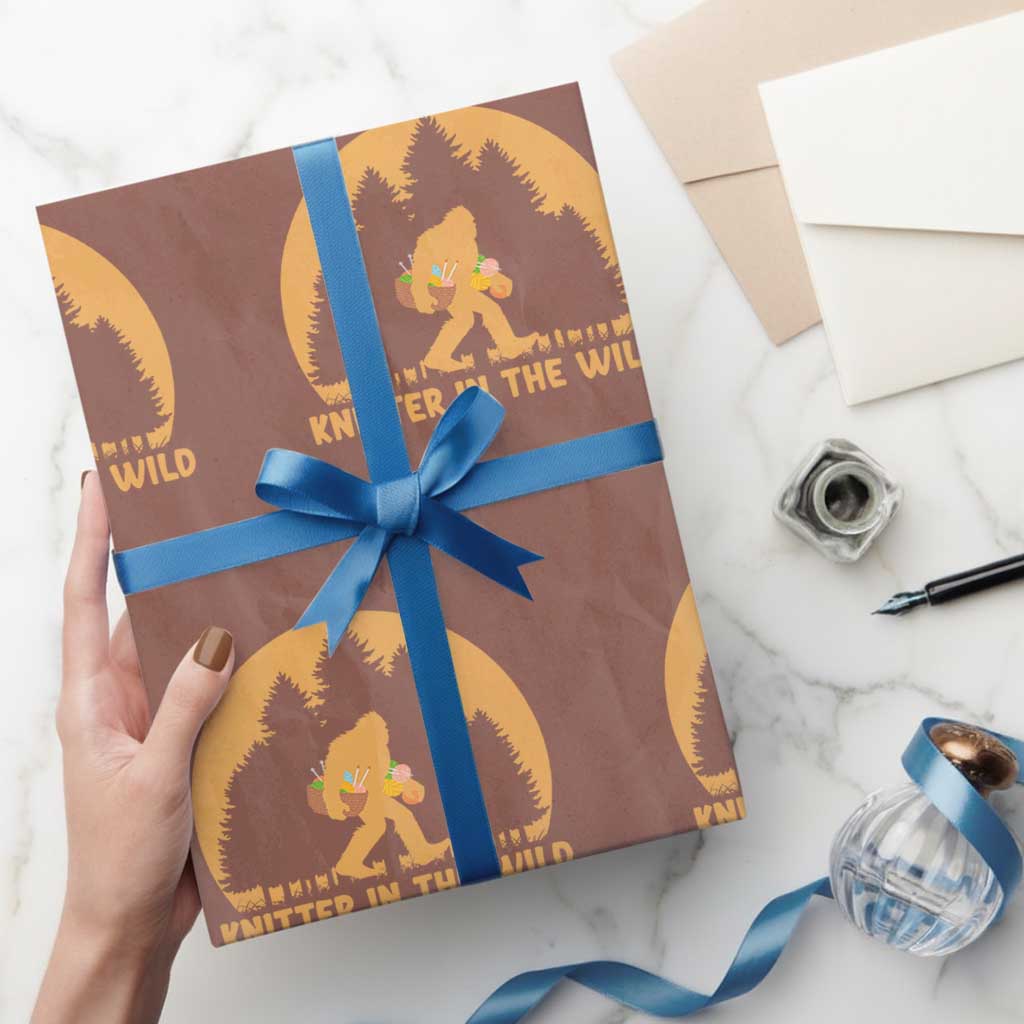 Knitting Bigfoot In The Wild Funny Gift Wrapping Paper Roll - Wonder Print Shop