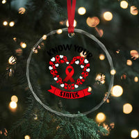 Know Your Status Red Ribbon HIV AIDS Awareness Support Month Gift Crystal Glass Ornament - Wonder Print Shop