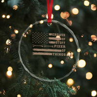 Knower Of Stuff Fixer Of Things Crystal Glass Ornament Funny Handyman Dad Husband Vintage American Flag