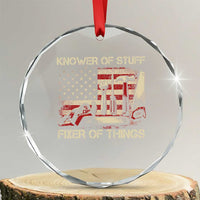 Knower Of Stuff Fixer Of Things Crystal Glass Ornament Funny Handyman Fathers Day American Flag