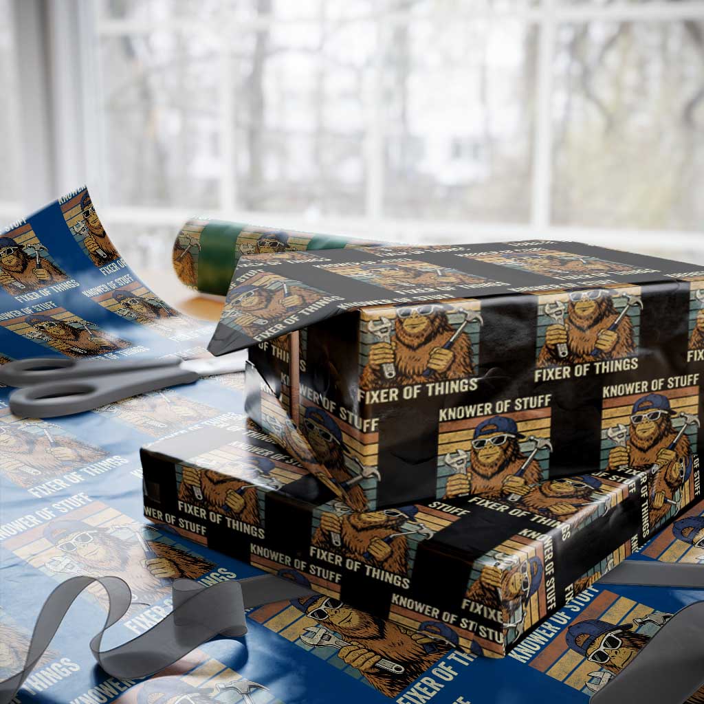 Knower Of Stuff Fixer Of Things Wrapping Paper Roll Mechanic Bigfoot Dad