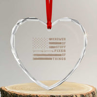 Knower Of Stuff Fixer Of Things Heart Crystal Glass Ornament Funny Handyman Dad Husband Vintage American Flag